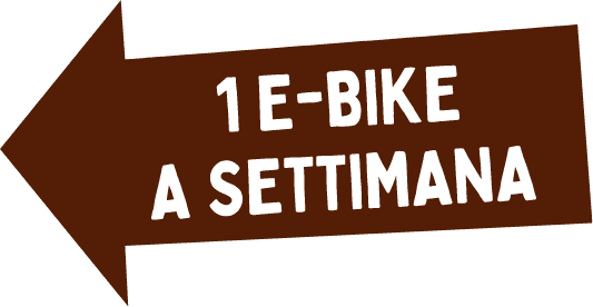 freccia marrone con scritto '1 e-bike a settimana'